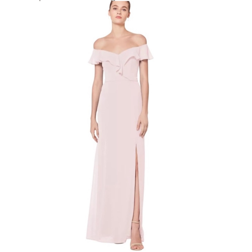 NWOT #Levkoff  V Neck Ruffle Gown